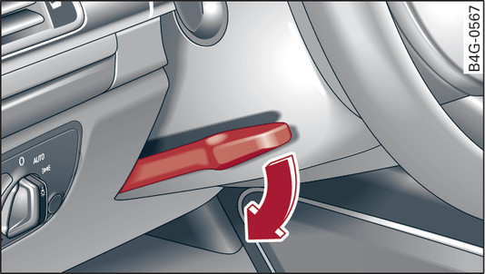 Fig. 101 Steering column: Lever for adjusting the steering wheel position