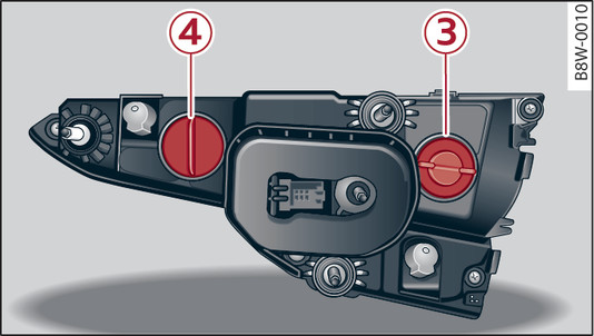 Fig. 341 Applies to: Saloon Rear light: Position of the bulbs