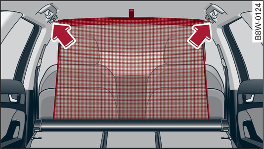 Fig. 83 Folded backrest: Hooking load guard into place