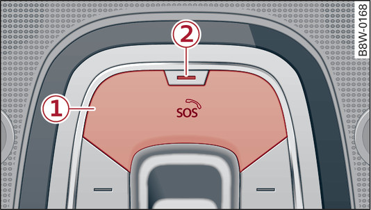 Fig. 215 Front headliner: Cover for emergency call button