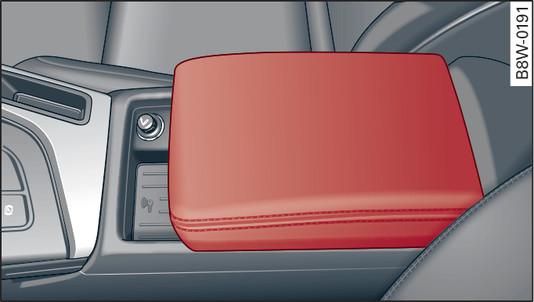 Fig. 61 Armrest (comfort version) between driver s seat and front passenger s seat