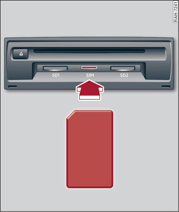 Fig. 203 Glove box: SIM card reader with mini SIM card (actual size)