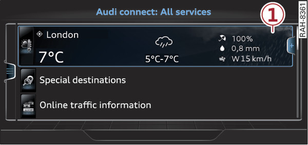 Fig. 214 Audi connect (infotainment): Home