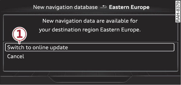 Fig. 228 Example: Display of a new online map update