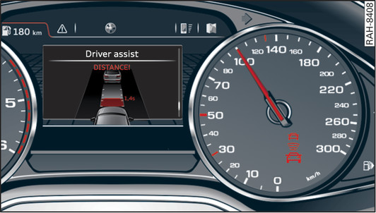 Fig. 136 Instrument cluster: Distance indicator/warning