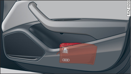Fig. 305 Storage compartment in door: High-visibility vest